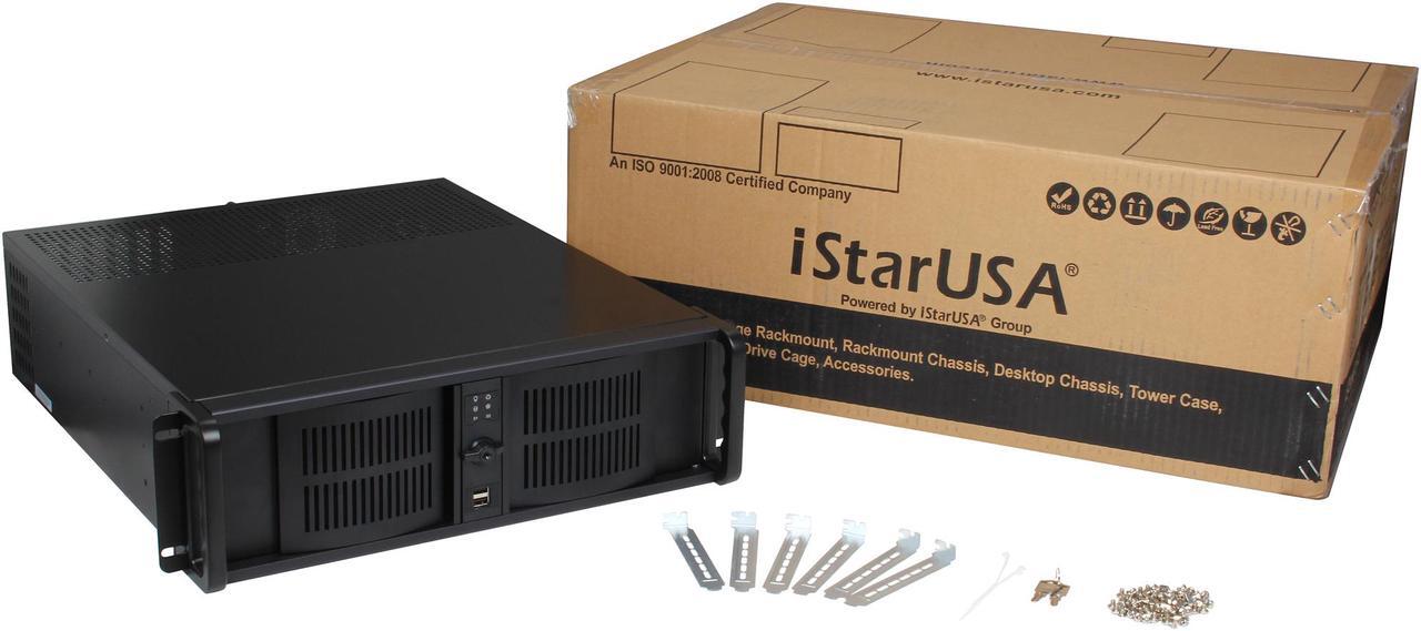 Alt view image 7 of 7 - iStarUSA D-300-FS Black Aluminum / Steel 3U Rackmount Compact Stylish Front-mounted PSU Chassis 2 External 5.25" Drive Bays