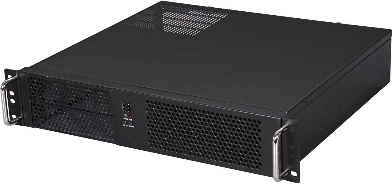 iStarUSA D-214-MATX Black Steel 2U Rackmount Chassis 2 External 5.25" Drive Bays