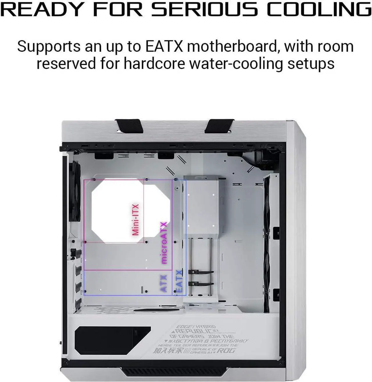 Alt view image 7 of 8 - ASUS ROG Strix Helios GX601 White Edition RGB Mid-Tower Computer Case for ATX/ EATX Motherboards with Tempered Glass, Aluminum Frame, GPU Braces, 420mm Radiator Support and Aura Sync