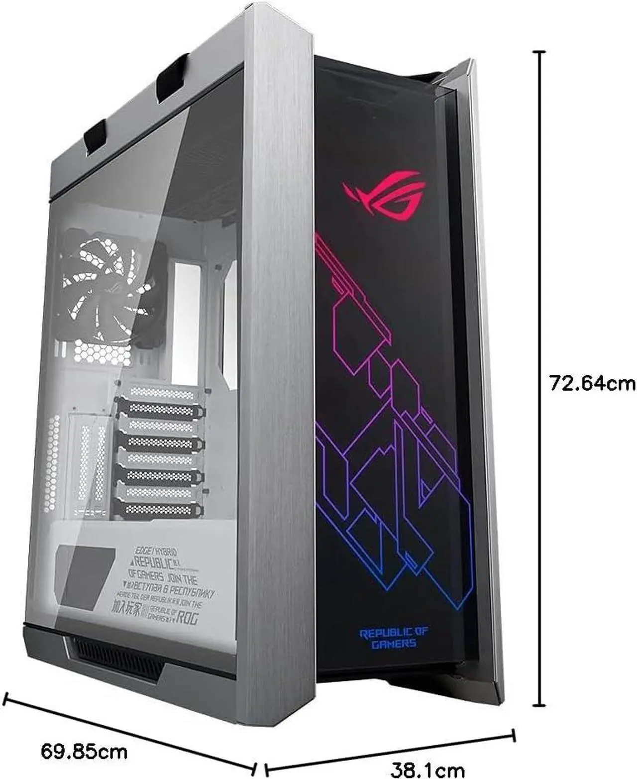Alt view image 9 of 8 - ASUS ROG Strix Helios GX601 White Edition RGB Mid-Tower Computer Case for ATX/ EATX Motherboards with Tempered Glass, Aluminum Frame, GPU Braces, 420mm Radiator Support and Aura Sync