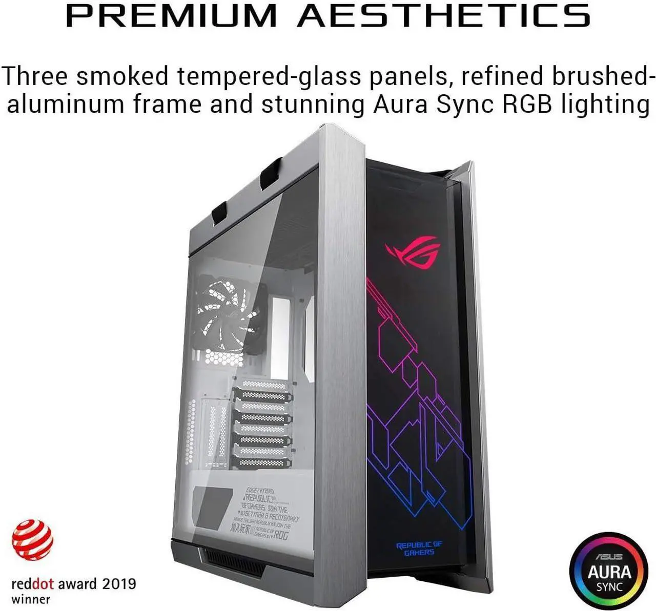 Alt view image 3 of 8 - ASUS ROG Strix Helios GX601 White Edition RGB Mid-Tower Computer Case for ATX/ EATX Motherboards with Tempered Glass, Aluminum Frame, GPU Braces, 420mm Radiator Support and Aura Sync