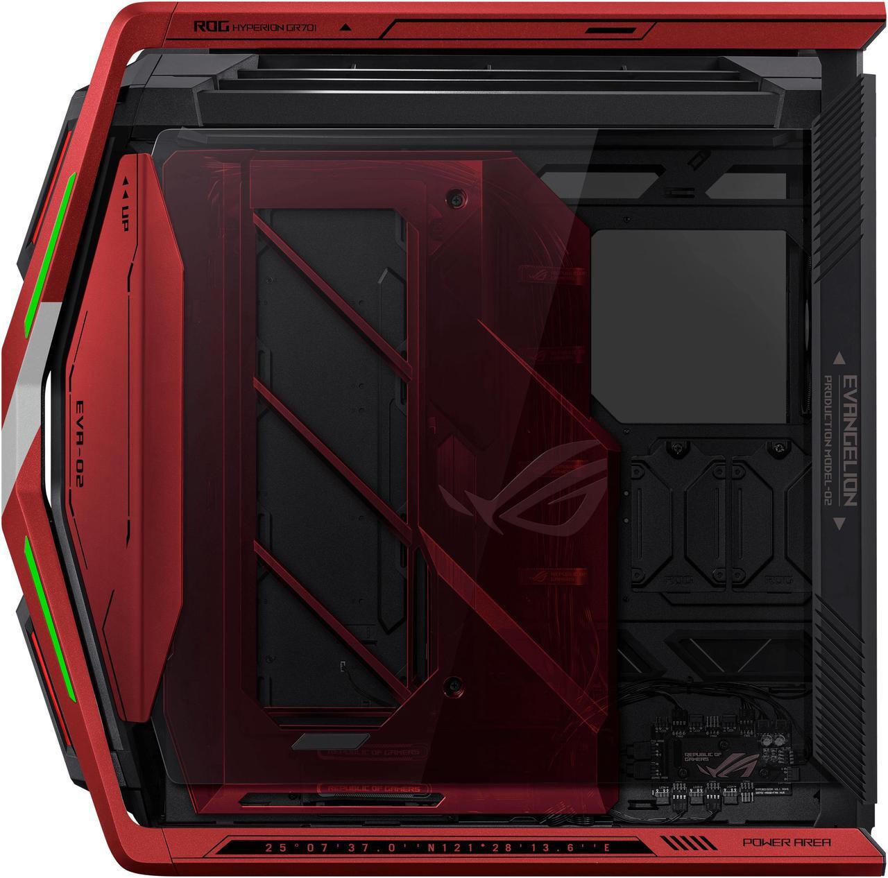 Alt view image 4 of 16 - ASUS ROG Hyperion GR701 EVA-02 EATX full-tower computer case with Semi-open structure, tool-free side panels, supports up to 2 x 420mm radiators, built-in graphics card holder,2x front panel Type-C