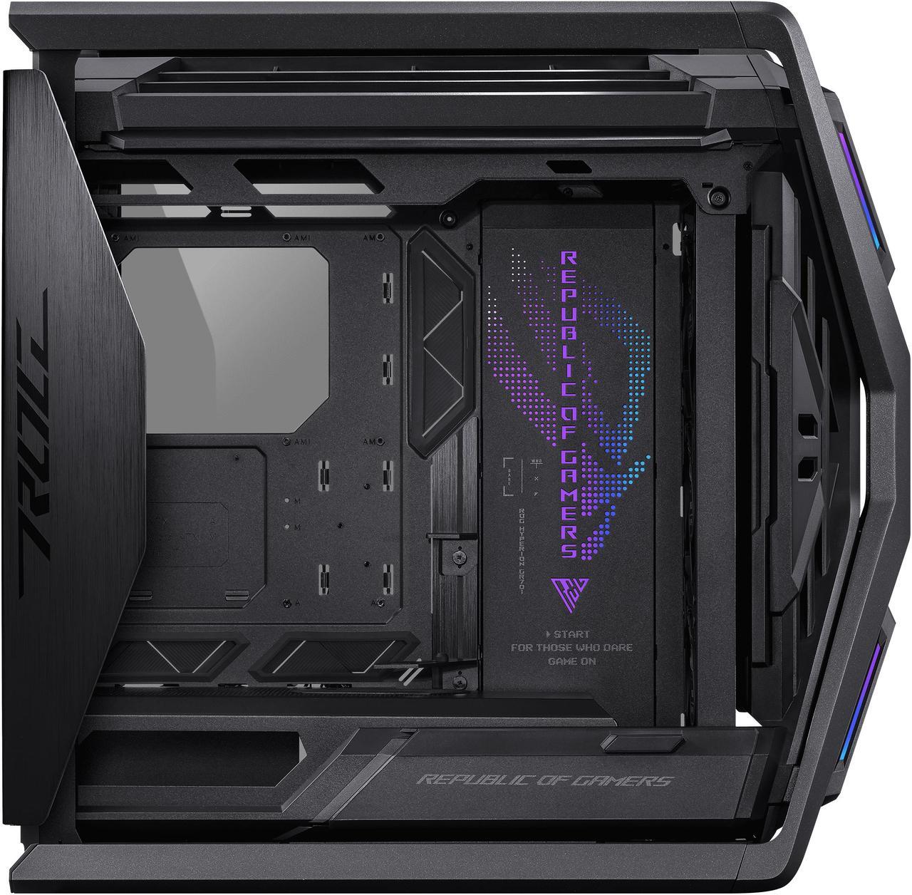 Alt view image 10 of 20 - ASUS ROG Hyperion GR701 BTF Edition computer case, ASUS ATX BTF motherboards exclusive support, 420 mm dual radiator support, four 140 mm fans, metal GPU holder, component storage, ARGB fan hub