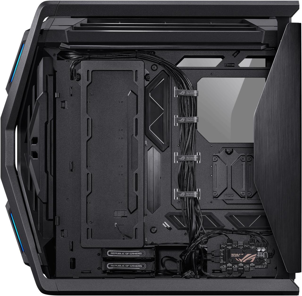 Alt view image 12 of 20 - ASUS ROG Hyperion GR701 BTF Edition computer case, ASUS ATX BTF motherboards exclusive support, 420 mm dual radiator support, four 140 mm fans, metal GPU holder, component storage, ARGB fan hub