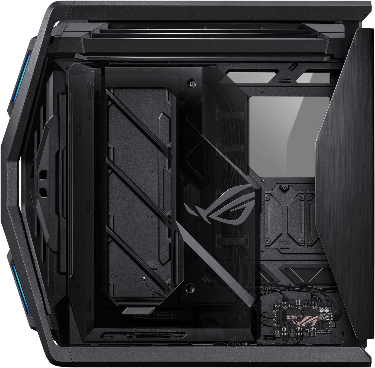 Alt view image 13 of 20 - ASUS ROG Hyperion GR701 BTF Edition computer case, ASUS ATX BTF motherboards exclusive support, 420 mm dual radiator support, four 140 mm fans, metal GPU holder, component storage, ARGB fan hub