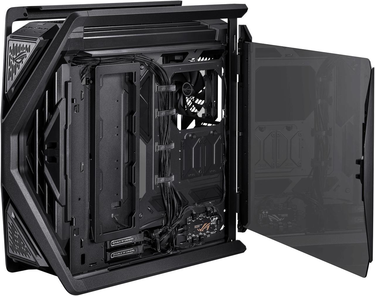 Alt view image 15 of 20 - ASUS ROG Hyperion GR701 BTF Edition computer case, ASUS ATX BTF motherboards exclusive support, 420 mm dual radiator support, four 140 mm fans, metal GPU holder, component storage, ARGB fan hub
