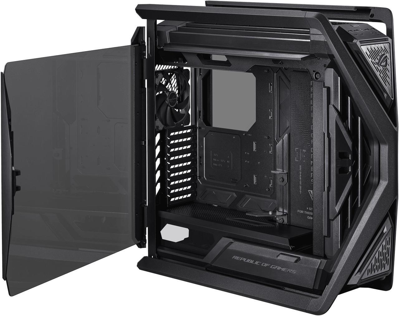 Alt view image 16 of 20 - ASUS ROG Hyperion GR701 BTF Edition computer case, ASUS ATX BTF motherboards exclusive support, 420 mm dual radiator support, four 140 mm fans, metal GPU holder, component storage, ARGB fan hub