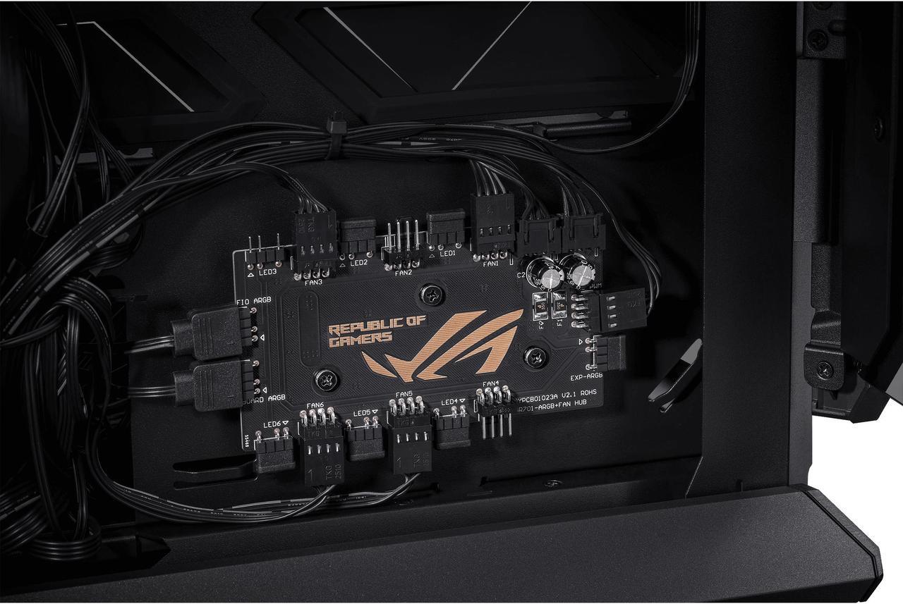Alt view image 18 of 20 - ASUS ROG Hyperion GR701 BTF Edition computer case, ASUS ATX BTF motherboards exclusive support, 420 mm dual radiator support, four 140 mm fans, metal GPU holder, component storage, ARGB fan hub