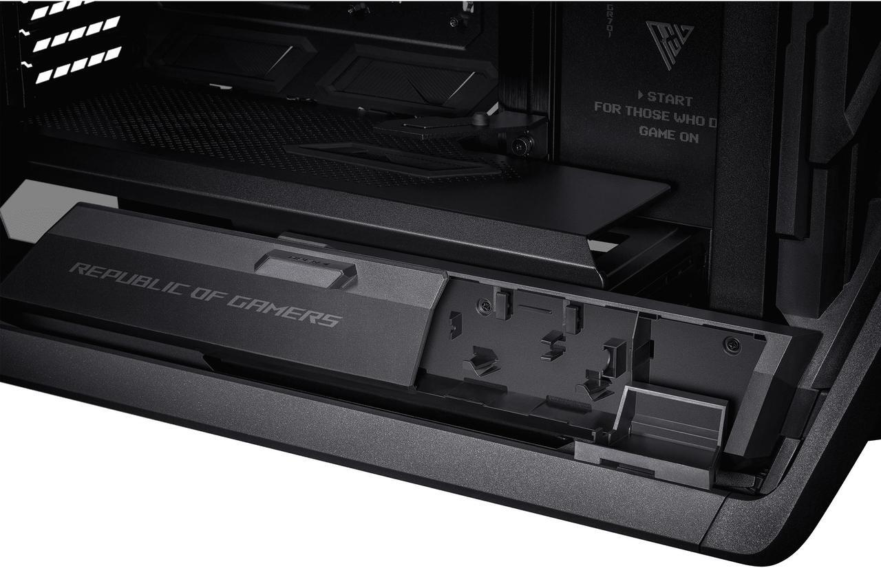 Alt view image 19 of 20 - ASUS ROG Hyperion GR701 BTF Edition computer case, ASUS ATX BTF motherboards exclusive support, 420 mm dual radiator support, four 140 mm fans, metal GPU holder, component storage, ARGB fan hub