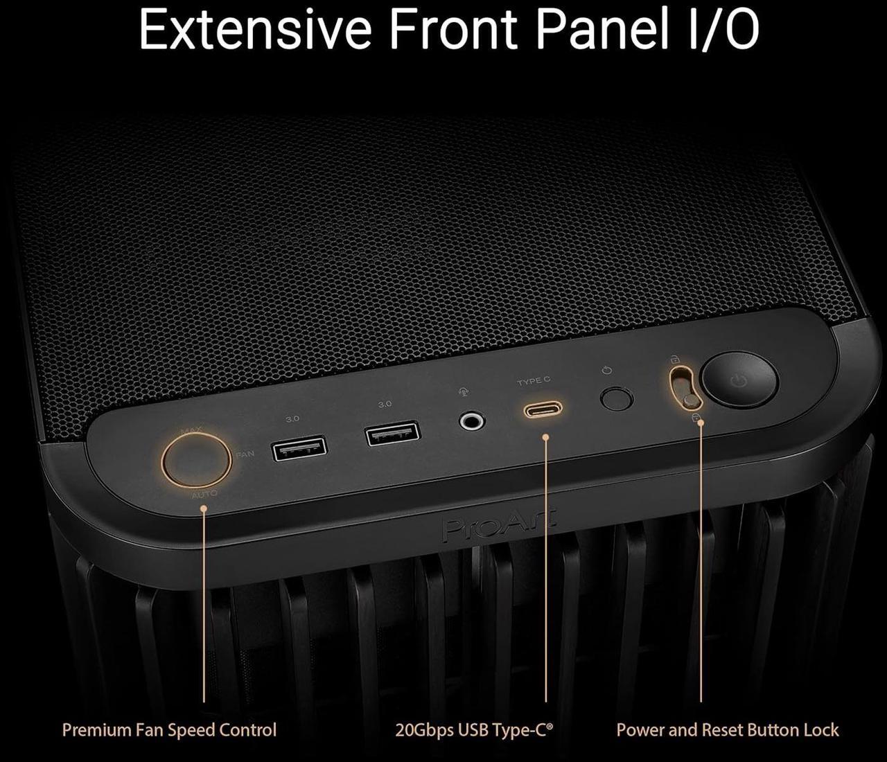 Alt view image 7 of 8 - ASUS ProArt PA401 Wood Edition ATX Mid-Tower Case – Tempered Glass, FSC-Certified Wooden Front Panel, Dual 160mm Fans, Power & Reset Button Lock, USB-C 20Gbps, Detachable PSU Bracket
