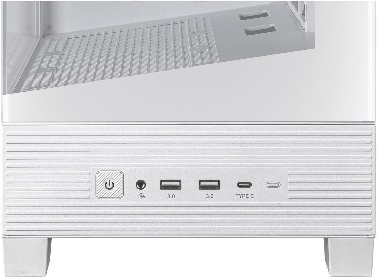 Alt view image 2 of 15 - ASUS A31 White ATX Mid-Tower Gaming Case, Dual-sided tempered glass, Frameless Design, BTF Hidden Connectors, 360 AIO Support, 8° Angled Base, ARGB Ready, Optimized Airflow, Seamless Cable Management
