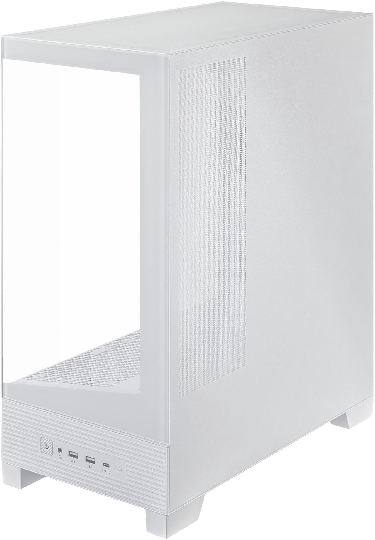 Alt view image 4 of 15 - ASUS A31 White ATX Mid-Tower Gaming Case, Dual-sided tempered glass, Frameless Design, BTF Hidden Connectors, 360 AIO Support, 8° Angled Base, ARGB Ready, Optimized Airflow, Seamless Cable Management