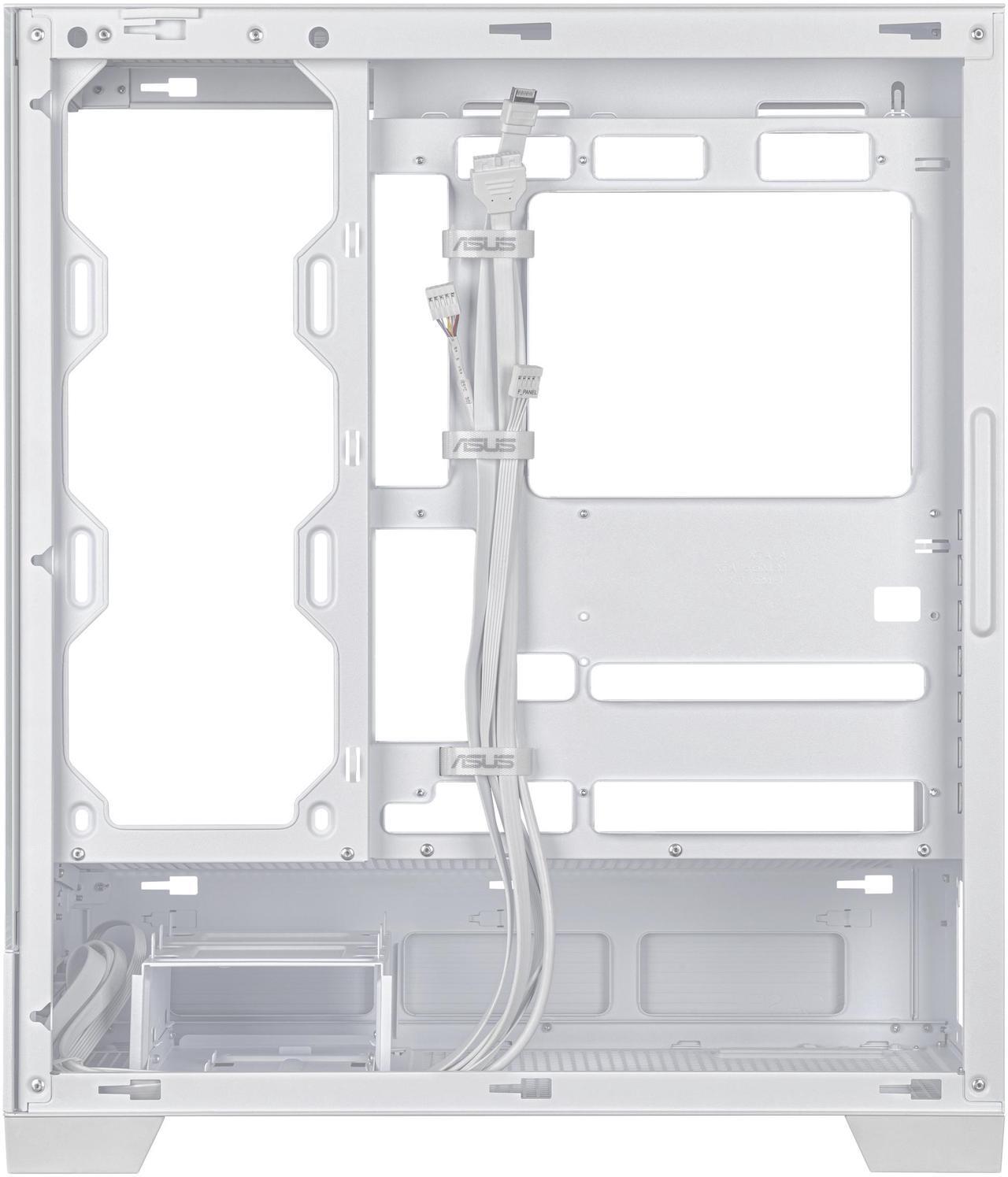 Alt view image 10 of 15 - ASUS A31 White ATX Mid-Tower Gaming Case, Dual-sided tempered glass, Frameless Design, BTF Hidden Connectors, 360 AIO Support, 8° Angled Base, ARGB Ready, Optimized Airflow, Seamless Cable Management