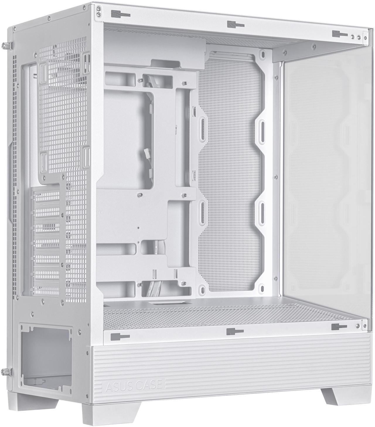 Alt view image 12 of 15 - ASUS A31 White ATX Mid-Tower Gaming Case, Dual-sided tempered glass, Frameless Design, BTF Hidden Connectors, 360 AIO Support, 8° Angled Base, ARGB Ready, Optimized Airflow, Seamless Cable Management