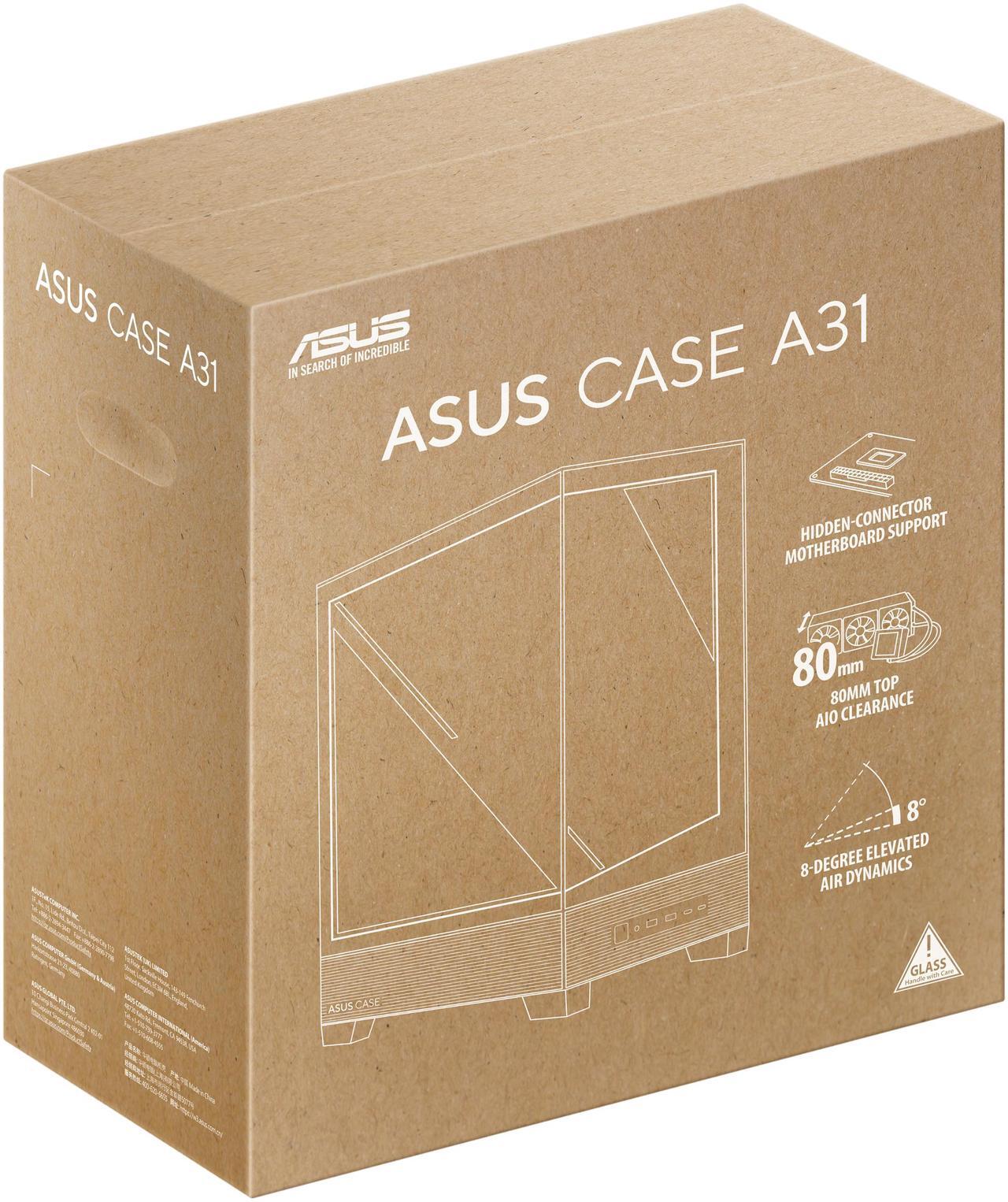 Alt view image 15 of 15 - ASUS A31 White ATX Mid-Tower Gaming Case, Dual-sided tempered glass, Frameless Design, BTF Hidden Connectors, 360 AIO Support, 8° Angled Base, ARGB Ready, Optimized Airflow, Seamless Cable Management