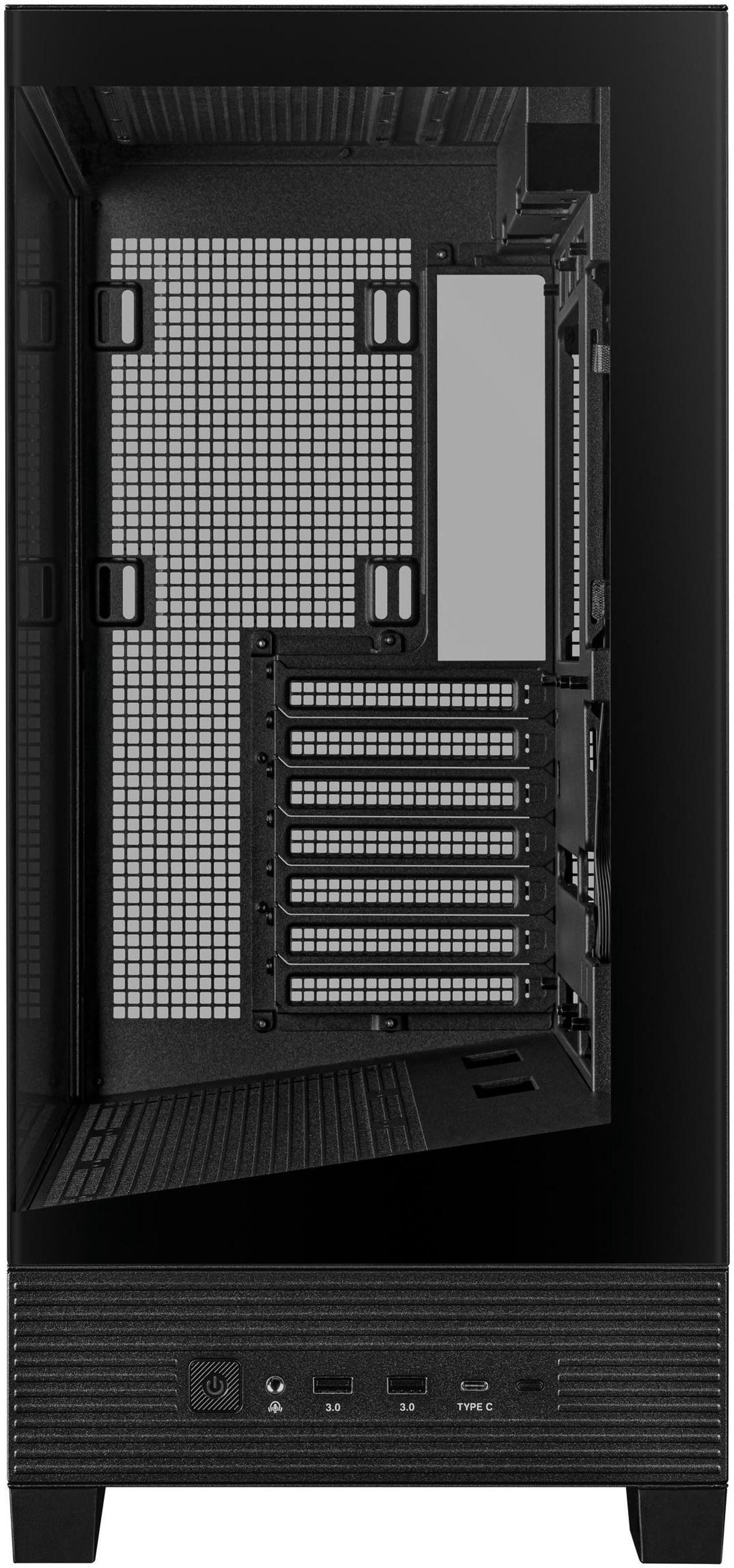 Alt view image 3 of 14 - ASUS A31 Black ATX Mid-Tower Gaming Case, Dual-sided tempered glass, Frameless Design, BTF Hidden Connectors, 360 AIO Support, 8° Angled Base, ARGB Ready, Optimized Airflow, Seamless Cable Management