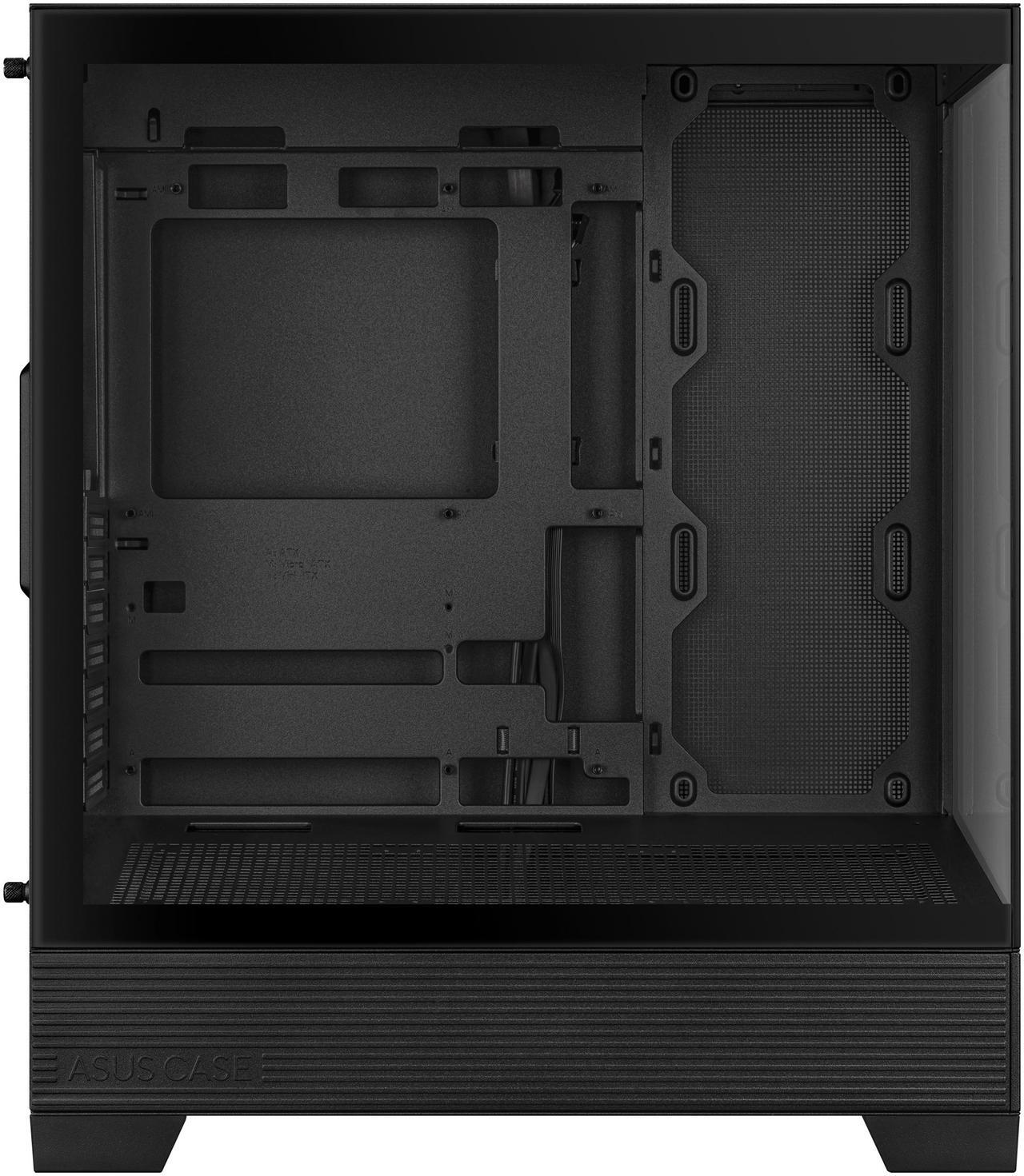 Alt view image 6 of 14 - ASUS A31 Black ATX Mid-Tower Gaming Case, Dual-sided tempered glass, Frameless Design, BTF Hidden Connectors, 360 AIO Support, 8° Angled Base, ARGB Ready, Optimized Airflow, Seamless Cable Management
