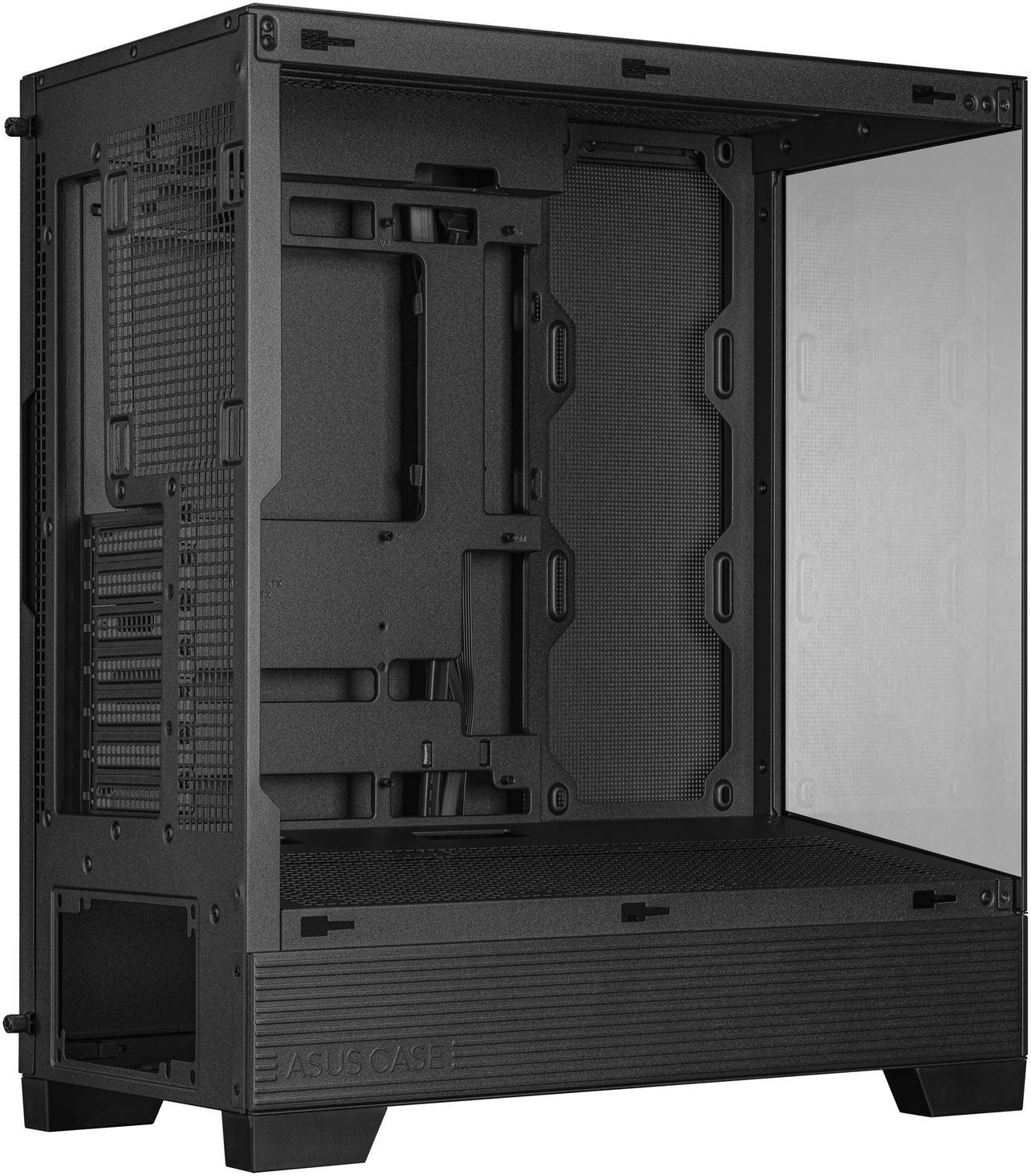 Alt view image 11 of 14 - ASUS A31 Black ATX Mid-Tower Gaming Case, Dual-sided tempered glass, Frameless Design, BTF Hidden Connectors, 360 AIO Support, 8° Angled Base, ARGB Ready, Optimized Airflow, Seamless Cable Management