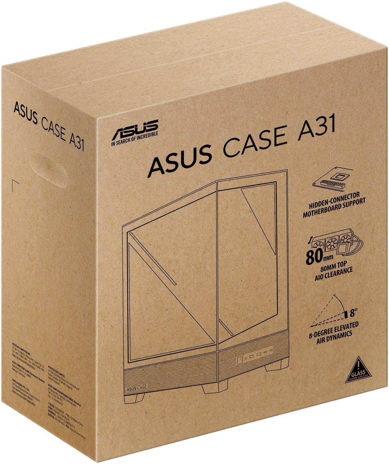 Alt view image 14 of 14 - ASUS A31 Black ATX Mid-Tower Gaming Case, Dual-sided tempered glass, Frameless Design, BTF Hidden Connectors, 360 AIO Support, 8° Angled Base, ARGB Ready, Optimized Airflow, Seamless Cable Management