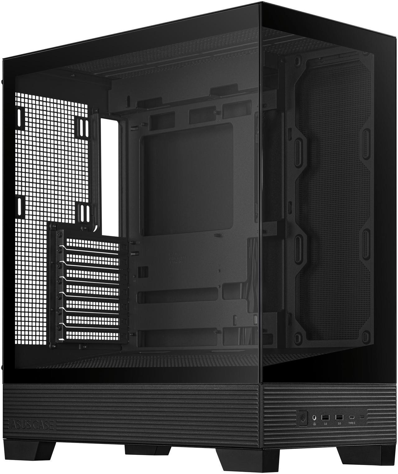 Alt view image 2 of 14 - ASUS A31 Black ATX Mid-Tower Gaming Case, Dual-sided tempered glass, Frameless Design, BTF Hidden Connectors, 360 AIO Support, 8° Angled Base, ARGB Ready, Optimized Airflow, Seamless Cable Management