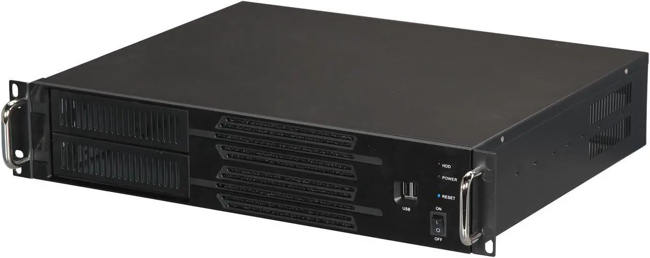 Main image of Athena Power RM-2U200H Black Aluminum / Steel 2U Rackmount Server Case Micro PS3 Single Power Supply 1 External 5.25" Drive Bays