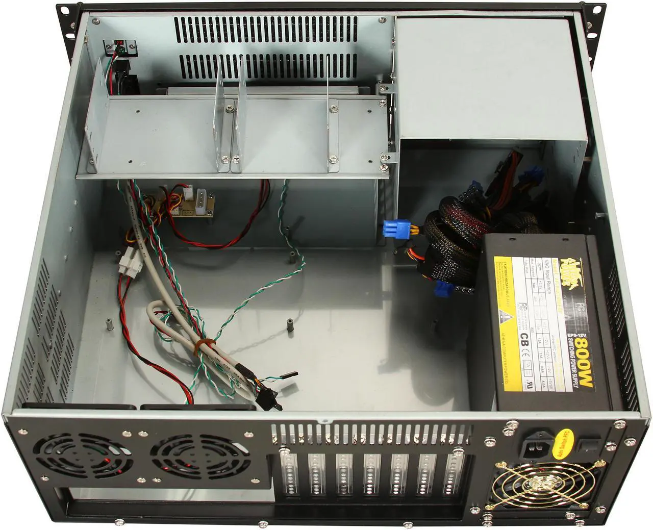 Alt view image 5 of 8 - Athena Power RM-4U400S80 Black Aluminum Front Panel and 1.2mm Steel 4U Rackmount Server Case 800W ULTIMATE PS2 4 External 5.25" Drive Bays