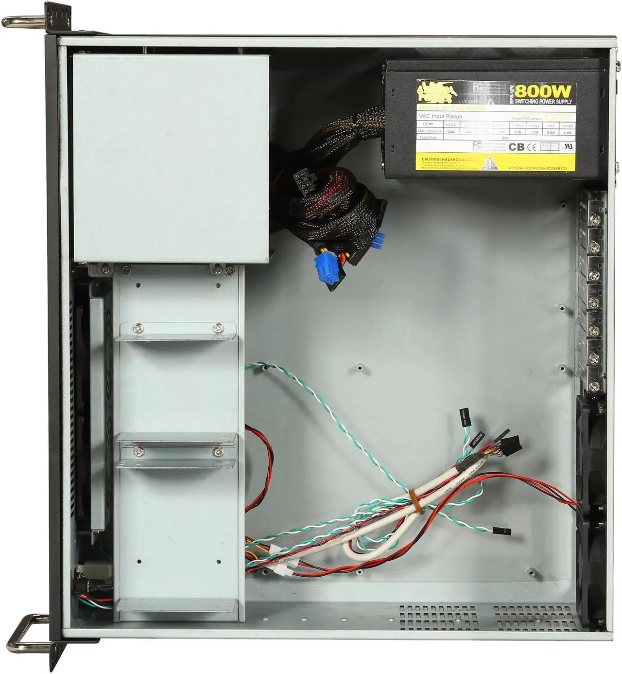 Alt view image 6 of 8 - Athena Power RM-4U400S80 Black Aluminum Front Panel and 1.2mm Steel 4U Rackmount Server Case 800W ULTIMATE PS2 4 External 5.25" Drive Bays