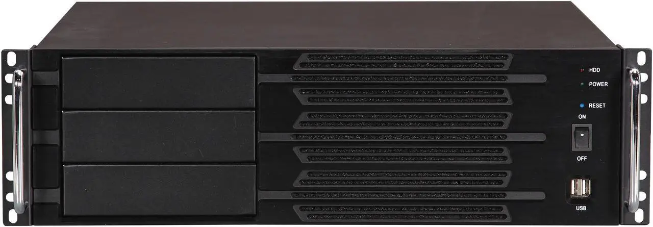 Alt view image 2 of 7 - Athena Power RM-3U300P708 Black Aluminum / Steel 3U Rackmount Server Case w/ 3U 700W 80 PLUS BRONZE 3 External 5.25" Drive Bays, compact 15" Depth