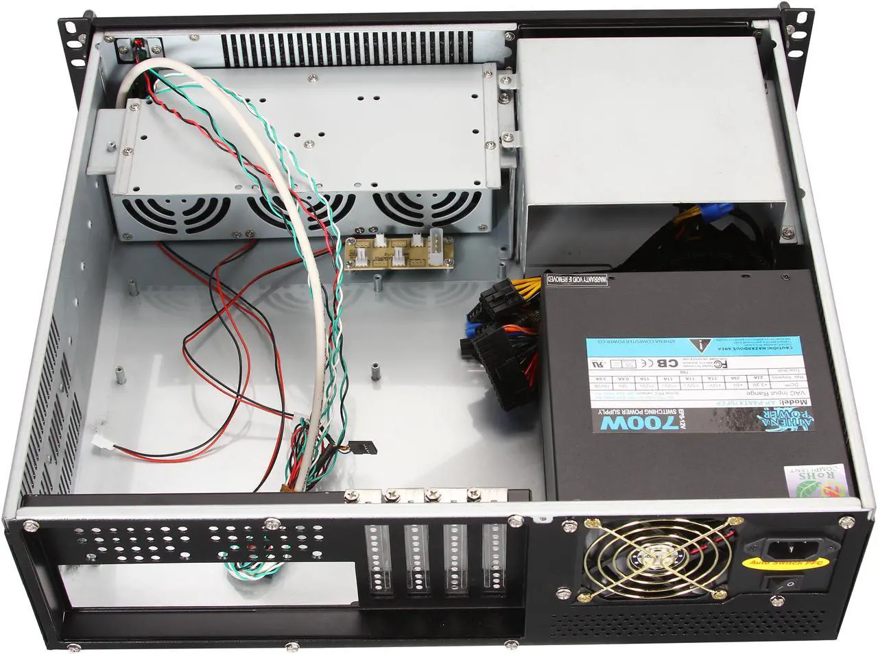 Alt view image 5 of 7 - Athena Power RM-3U300P708 Black Aluminum / Steel 3U Rackmount Server Case w/ 3U 700W 80 PLUS BRONZE 3 External 5.25" Drive Bays, compact 15" Depth