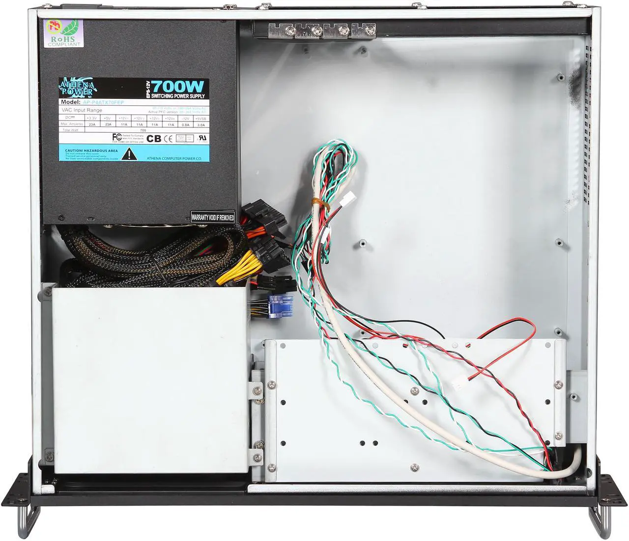 Alt view image 6 of 7 - Athena Power RM-3U300P708 Black Aluminum / Steel 3U Rackmount Server Case w/ 3U 700W 80 PLUS BRONZE 3 External 5.25" Drive Bays, compact 15" Depth