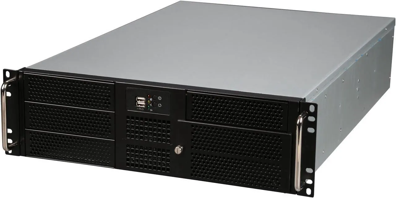 Main image of Athena Power RM-3U316480U3 Silver/Black 1.2mm SGCC 3U Rackmount Server Case 3U 800W IPC Power supply 6 External 5.25" Drive Bays