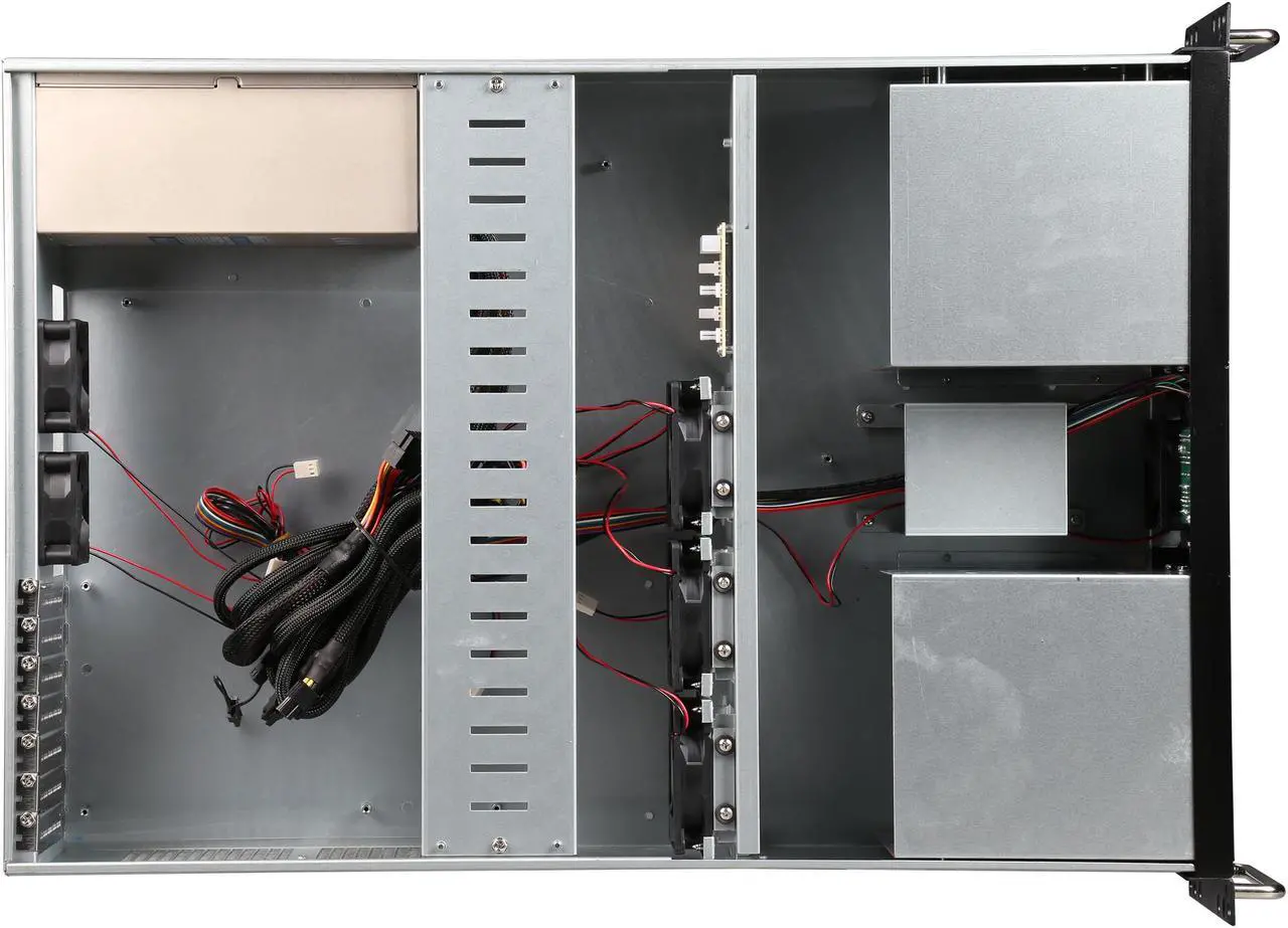 Alt view image 6 of 7 - Athena Power RM-3U316480U3 Silver/Black 1.2mm SGCC 3U Rackmount Server Case 3U 800W IPC Power supply 6 External 5.25" Drive Bays