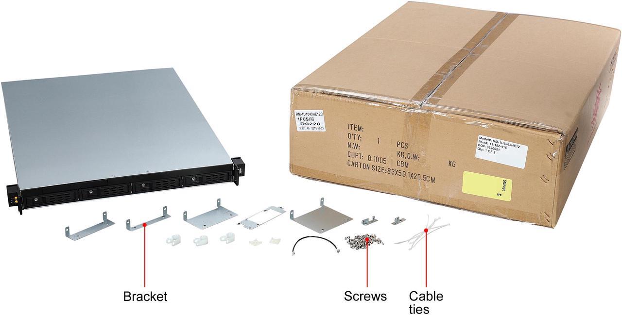 Alt view image 8 of 7 - Athena Power RM-1U1043HE12 12Gb/s 1U Hot-Swap 4-Bay E-ATX Rackmount Server Chassis w/ 12Gbps Mini-SAS Backplane Supports 4 x 3.5" or 2.5" SAS / SATA SSD / HDD - Support E-ATX (12" x 13") M/B - Externa - OEM