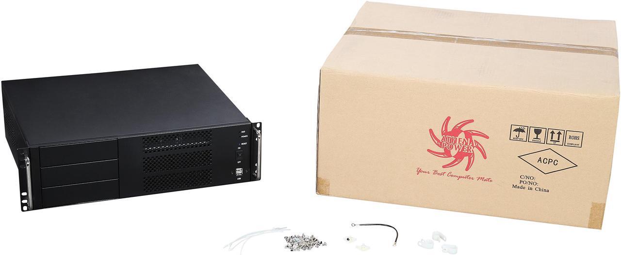 Alt view image 8 of 7 - Athena Power RM-3UC338 Black 1.0mm SECC 3U Rackmount Server Case PS3 Single (Front)