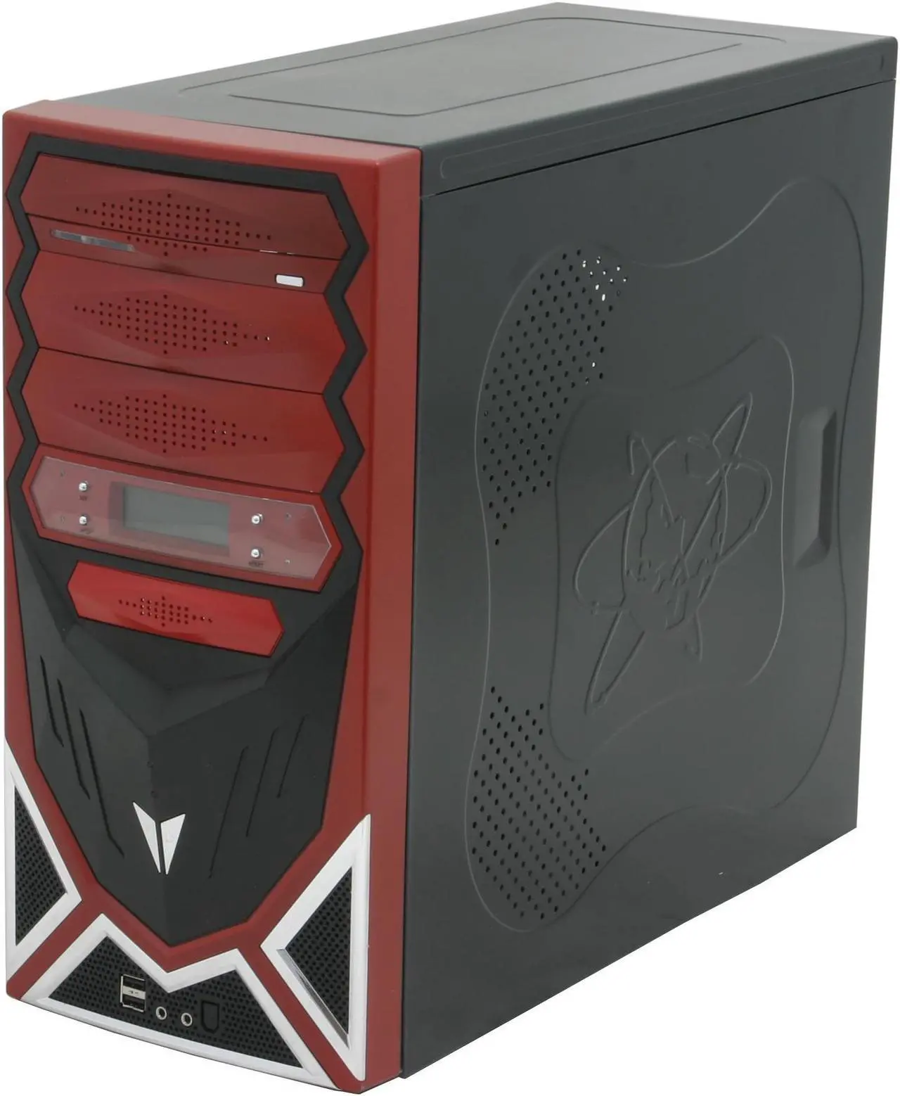 Alt view image 2 of 14 - ASYS X-60 Robot Black/ Red Steel ATX Mid Tower Computer Case 500W Power Supply
