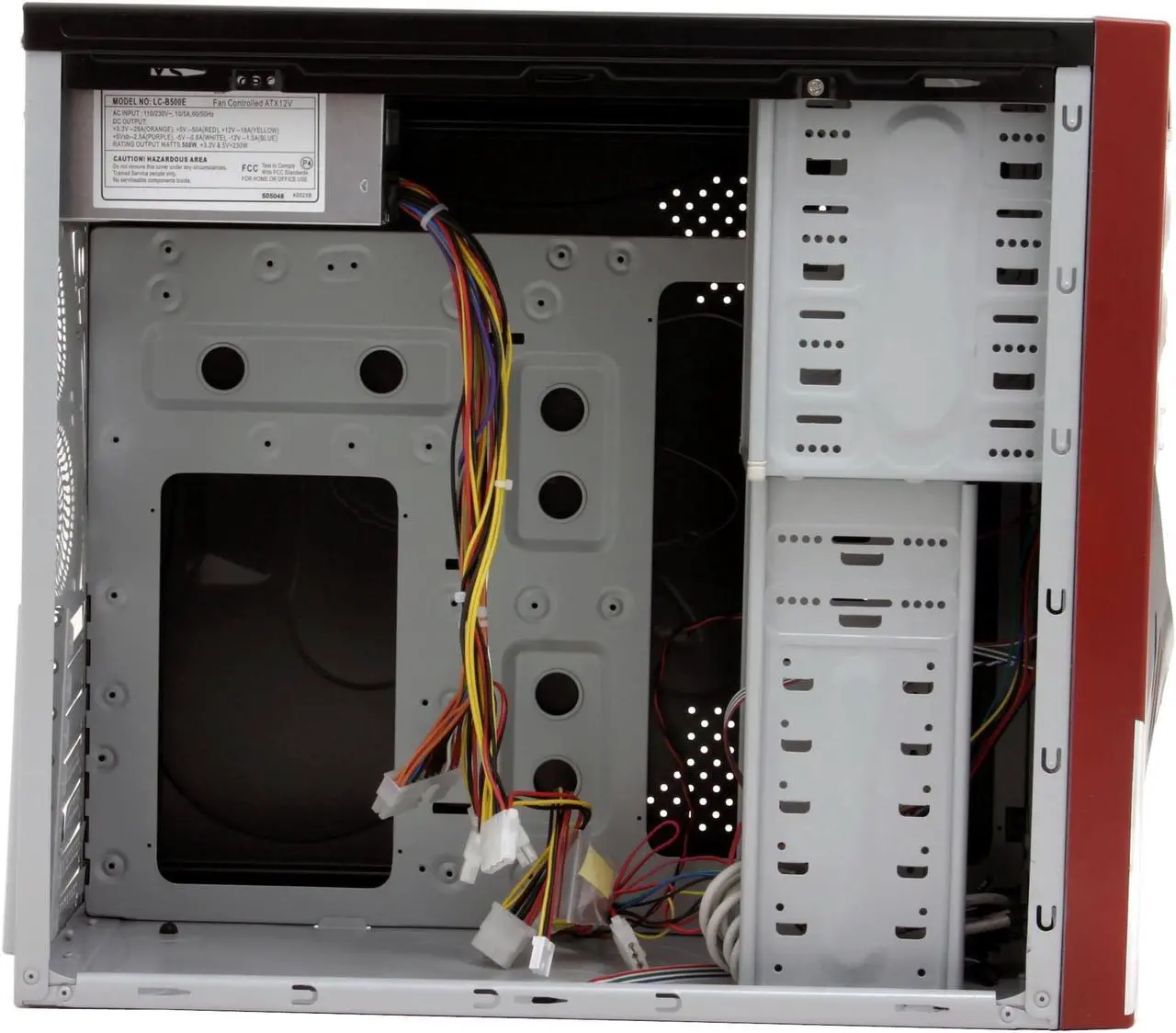 Alt view image 8 of 14 - ASYS X-60 Robot Black/ Red Steel ATX Mid Tower Computer Case 500W Power Supply