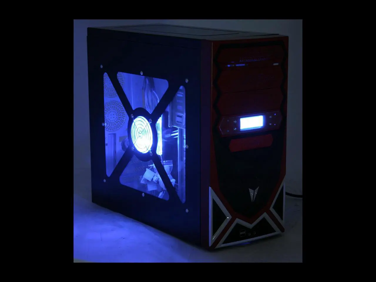Alt view image 12 of 14 - ASYS X-60 Robot Black/ Red Steel ATX Mid Tower Computer Case 500W Power Supply