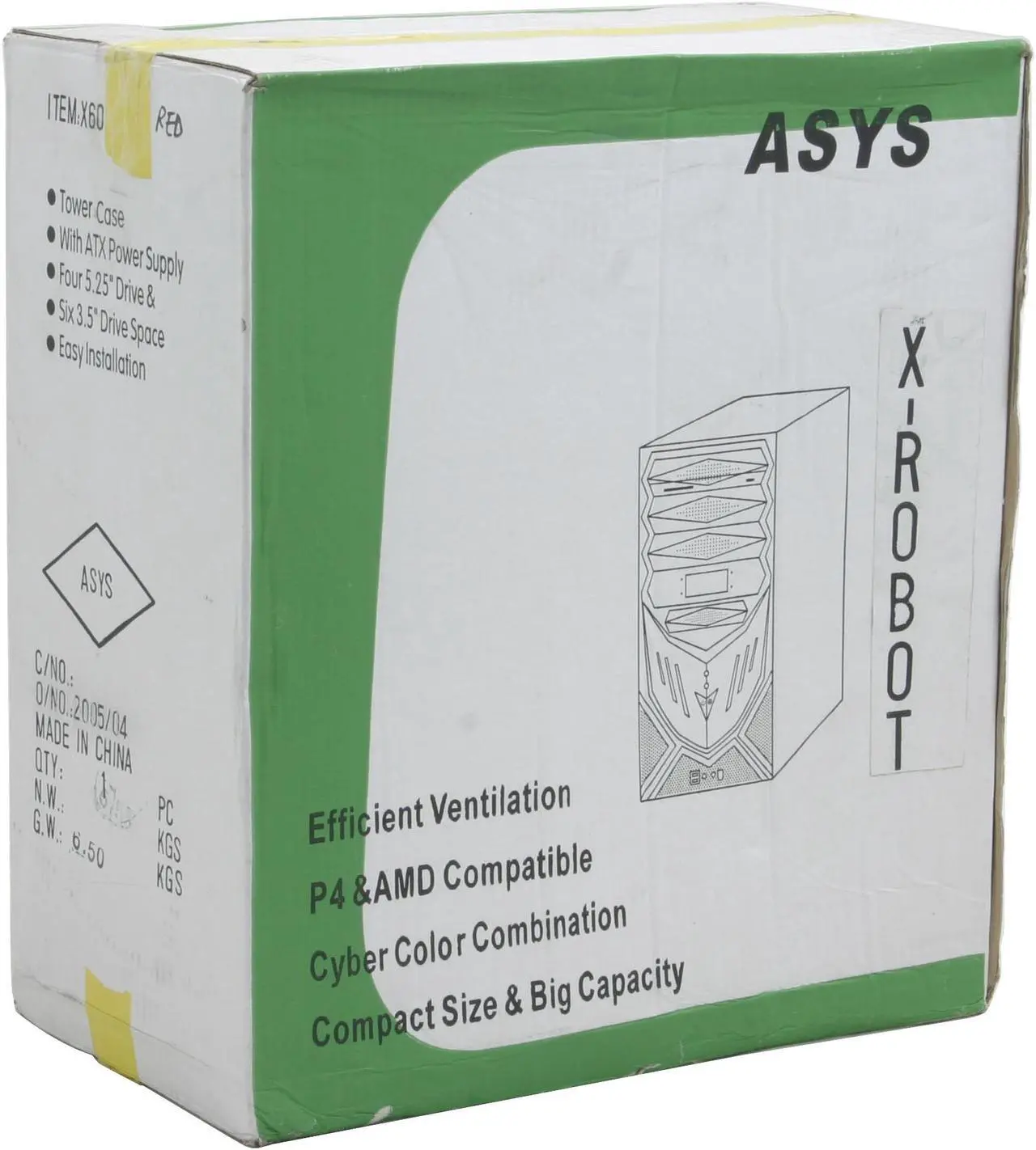 Alt view image 14 of 14 - ASYS X-60 Robot Black/ Red Steel ATX Mid Tower Computer Case 500W Power Supply