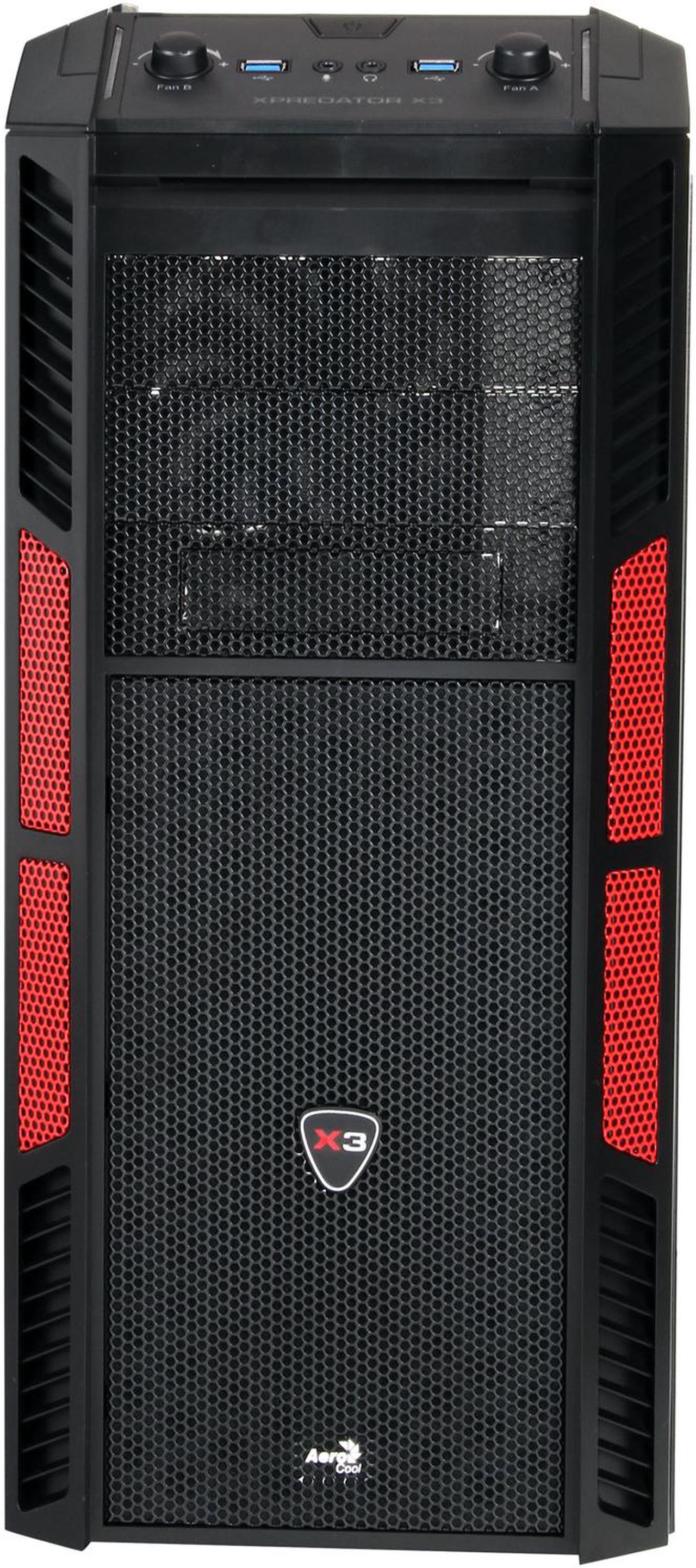 Alt view image 2 of 10 - AeroCool Xpredator-X3 Devil Red Edition Black SPCC ATX Mid Tower Computer Case