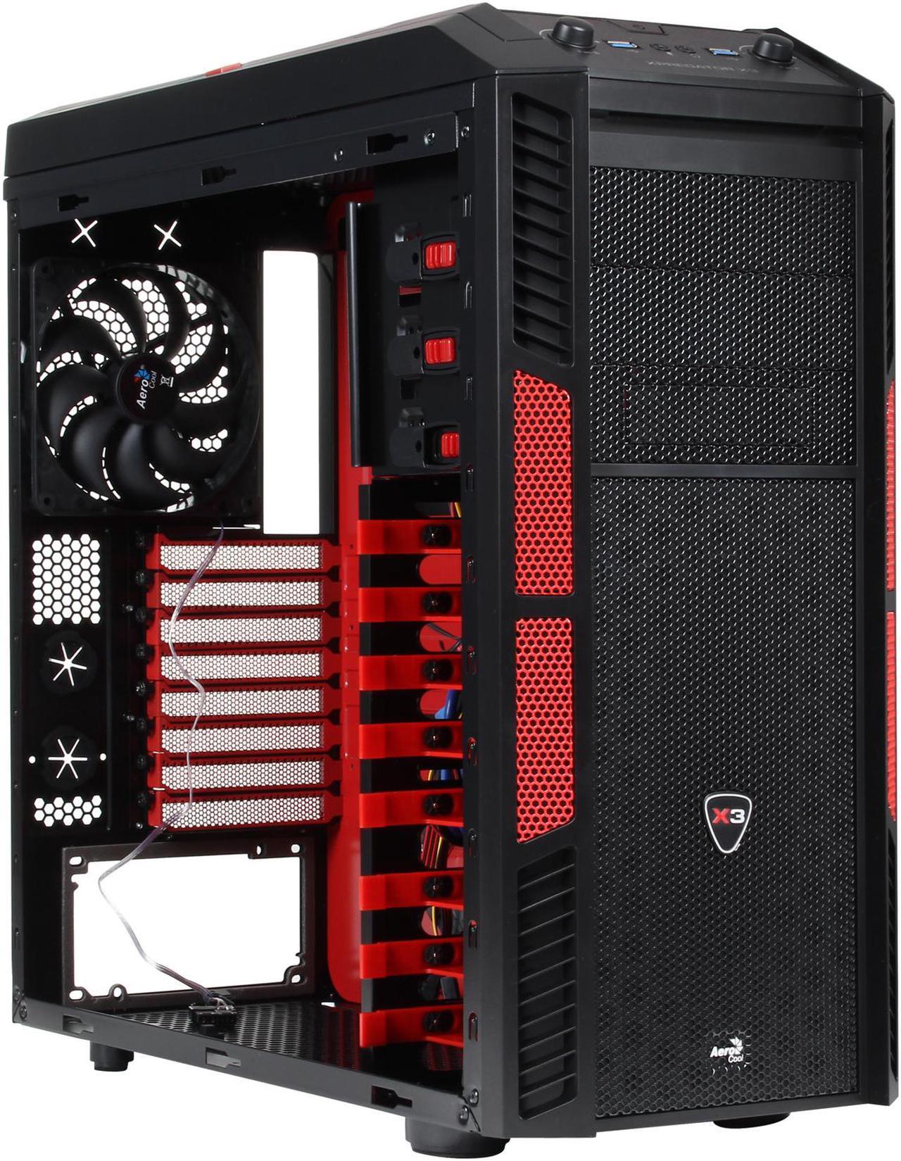 Alt view image 7 of 10 - AeroCool Xpredator-X3 Devil Red Edition Black SPCC ATX Mid Tower Computer Case