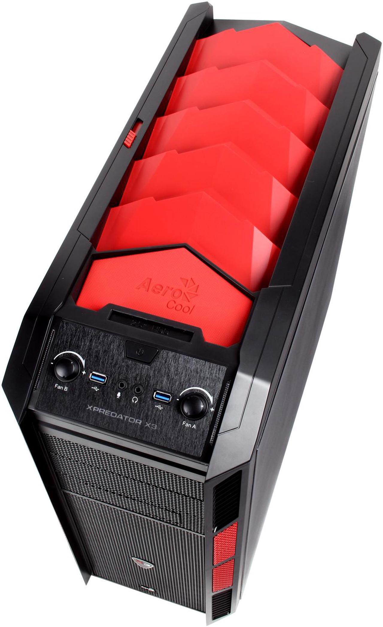 Alt view image 8 of 10 - AeroCool Xpredator-X3 Devil Red Edition Black SPCC ATX Mid Tower Computer Case