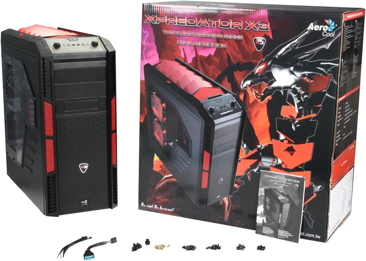 Alt view image 10 of 10 - AeroCool Xpredator-X3 Devil Red Edition Black SPCC ATX Mid Tower Computer Case