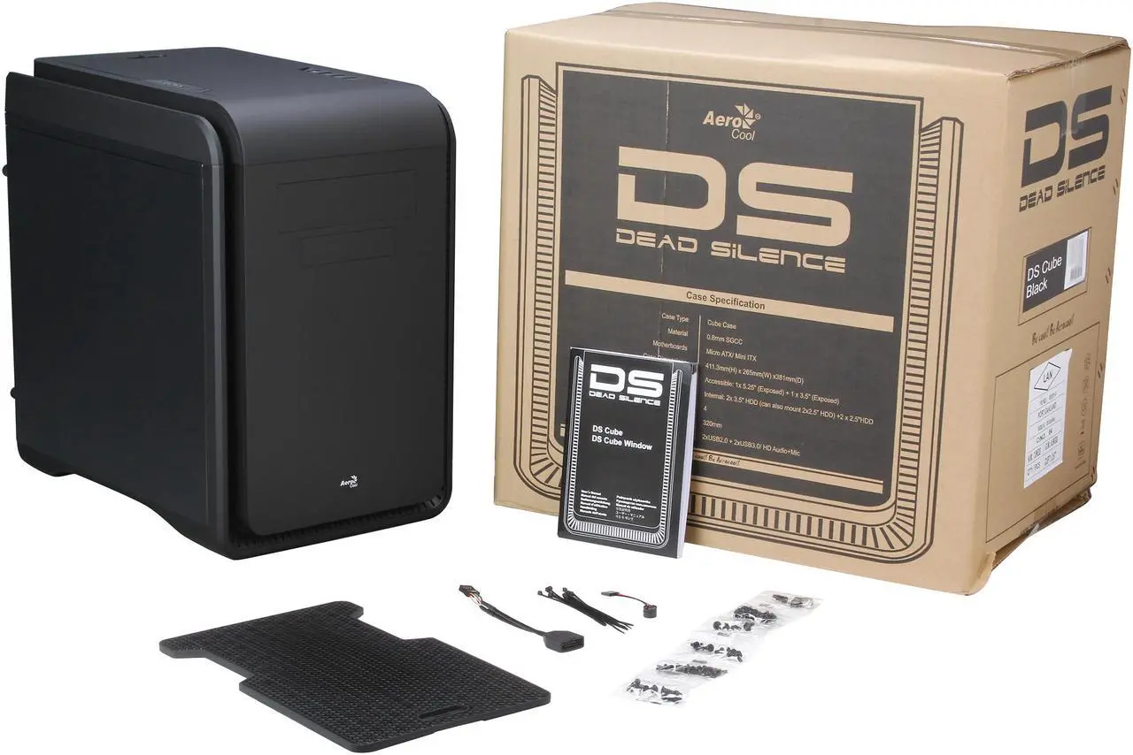 Alt view image 10 of 10 - AeroCool DS-Cube Black Black 0.8mm SGCC ATX Mid Tower Computer Case