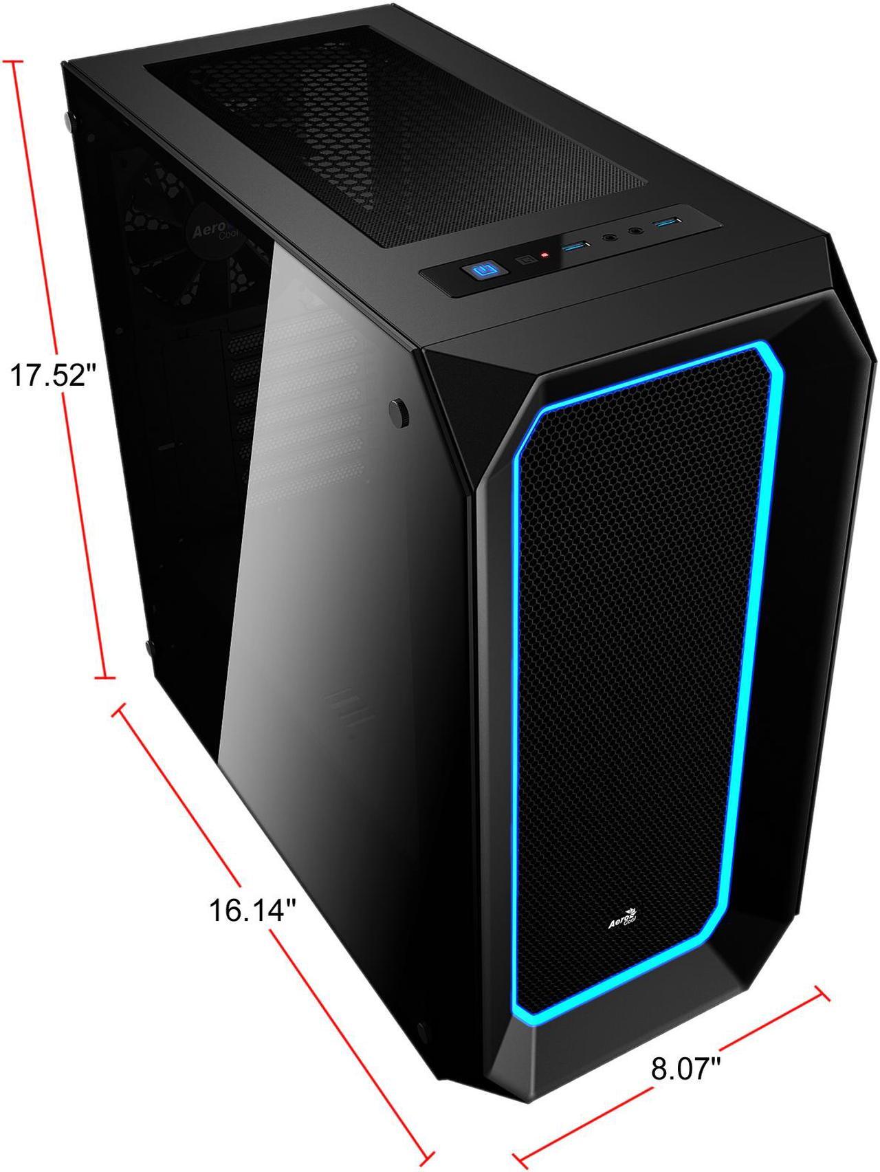 Alt view image 6 of 13 - AeroCool P7 series P7-C0 Black Steel / Tempered Glass ATX Mid Tower Computer Case ATX PSU (Optional) Power Supply