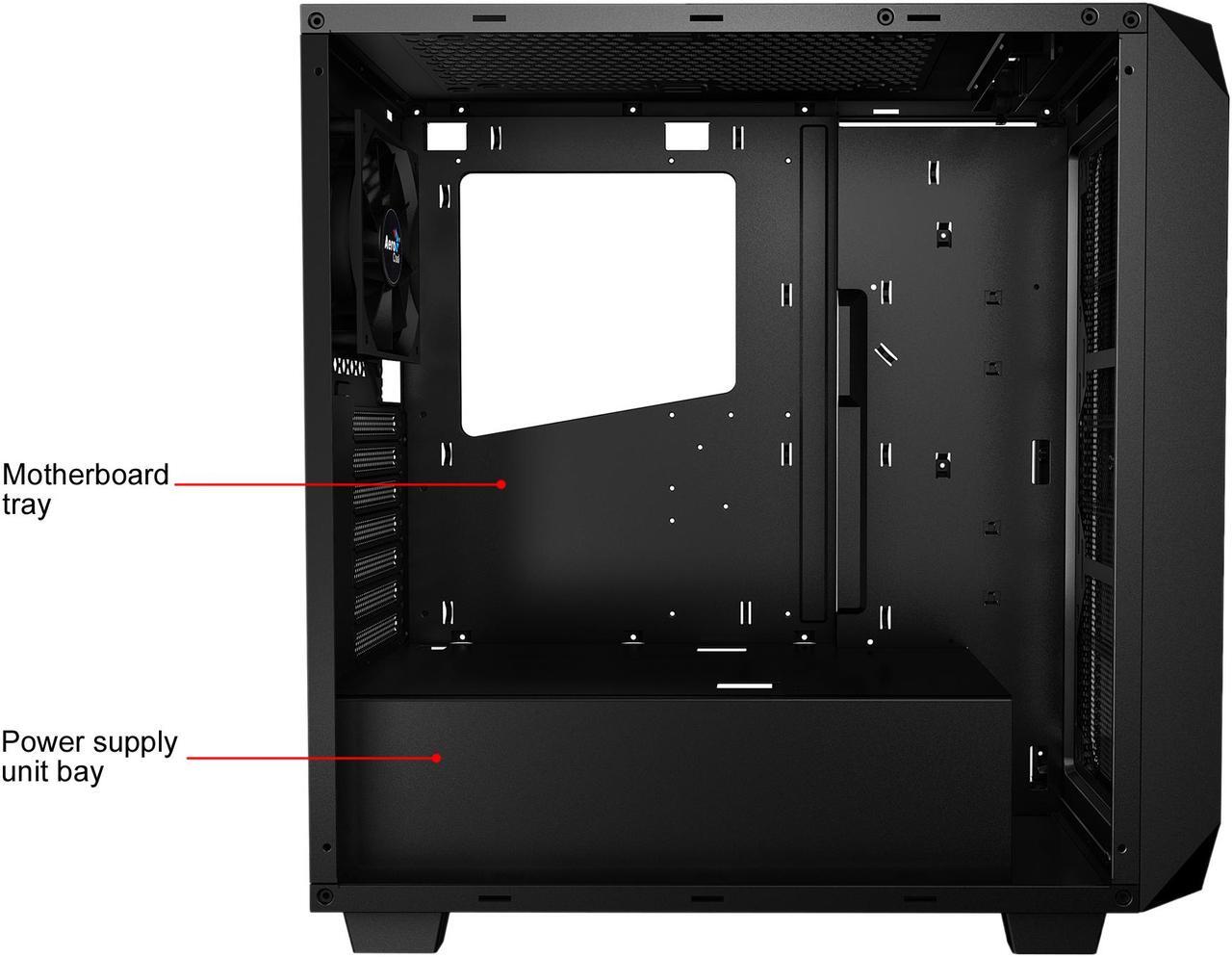 Alt view image 9 of 13 - AeroCool P7 series P7-C0 Black Steel / Tempered Glass ATX Mid Tower Computer Case ATX PSU (Optional) Power Supply