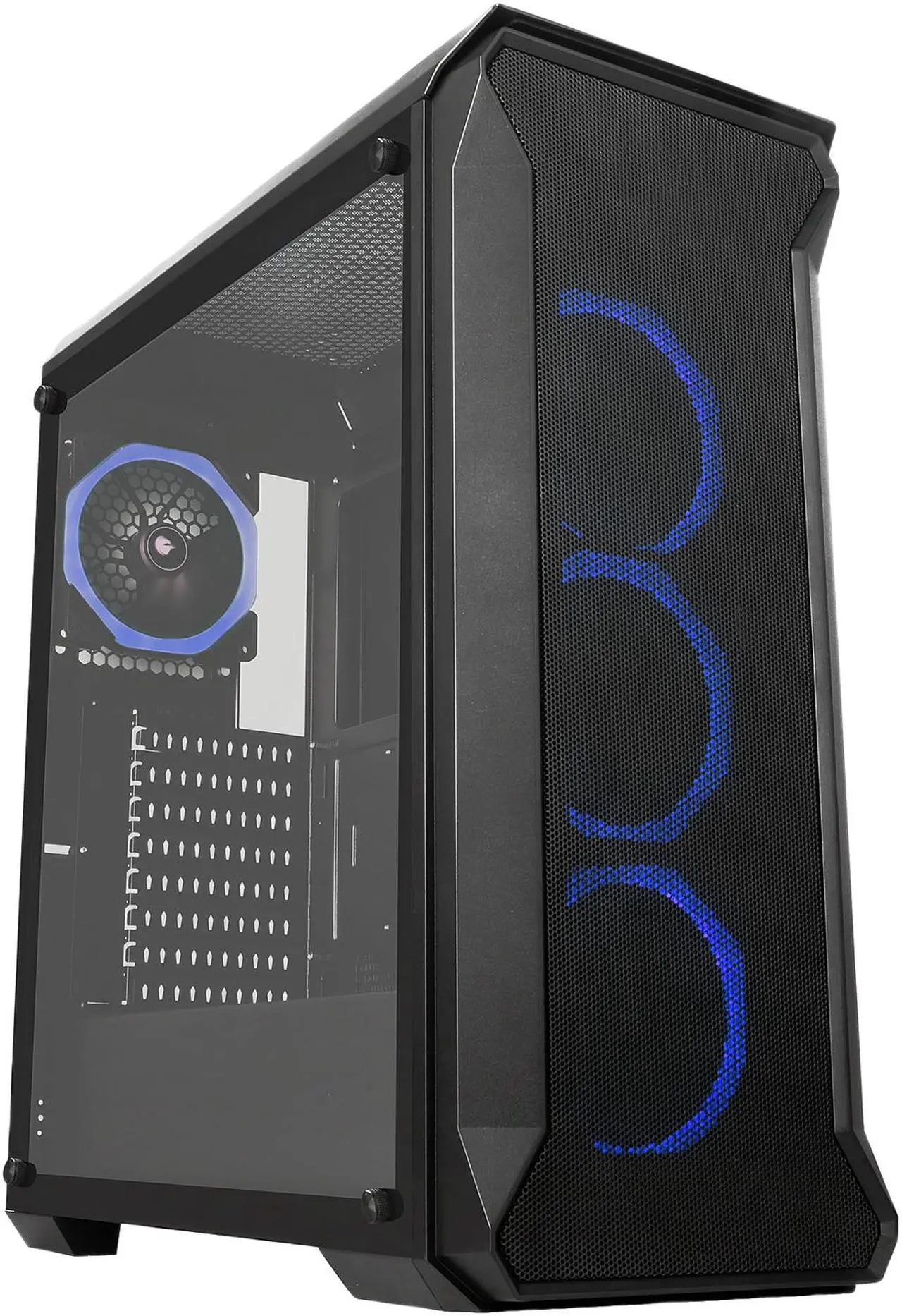 Alt view image 6 of 20 - SAMA Tank-RGB Black Dual USB3.0 Steel/ Tempered Glass ATX Mid Tower Gaming Computer Case w/Tempered Glass Panel and 4x Addressable RGB LED Ring Fans Pre-Installed
