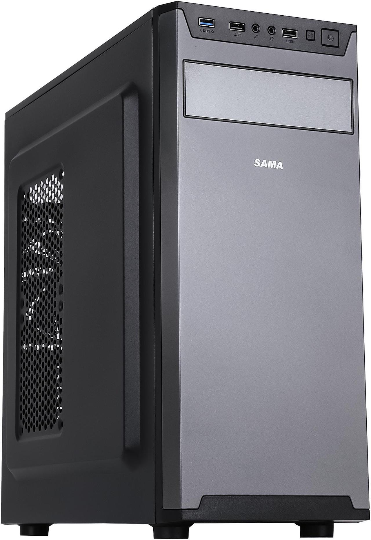 Sama  Jazovo-BK Black USB3.0 Steel  ATX Mid Tower Computer Case, 3 x120mm Black Fan (2 x front, 1x Rear Pre-Installed)