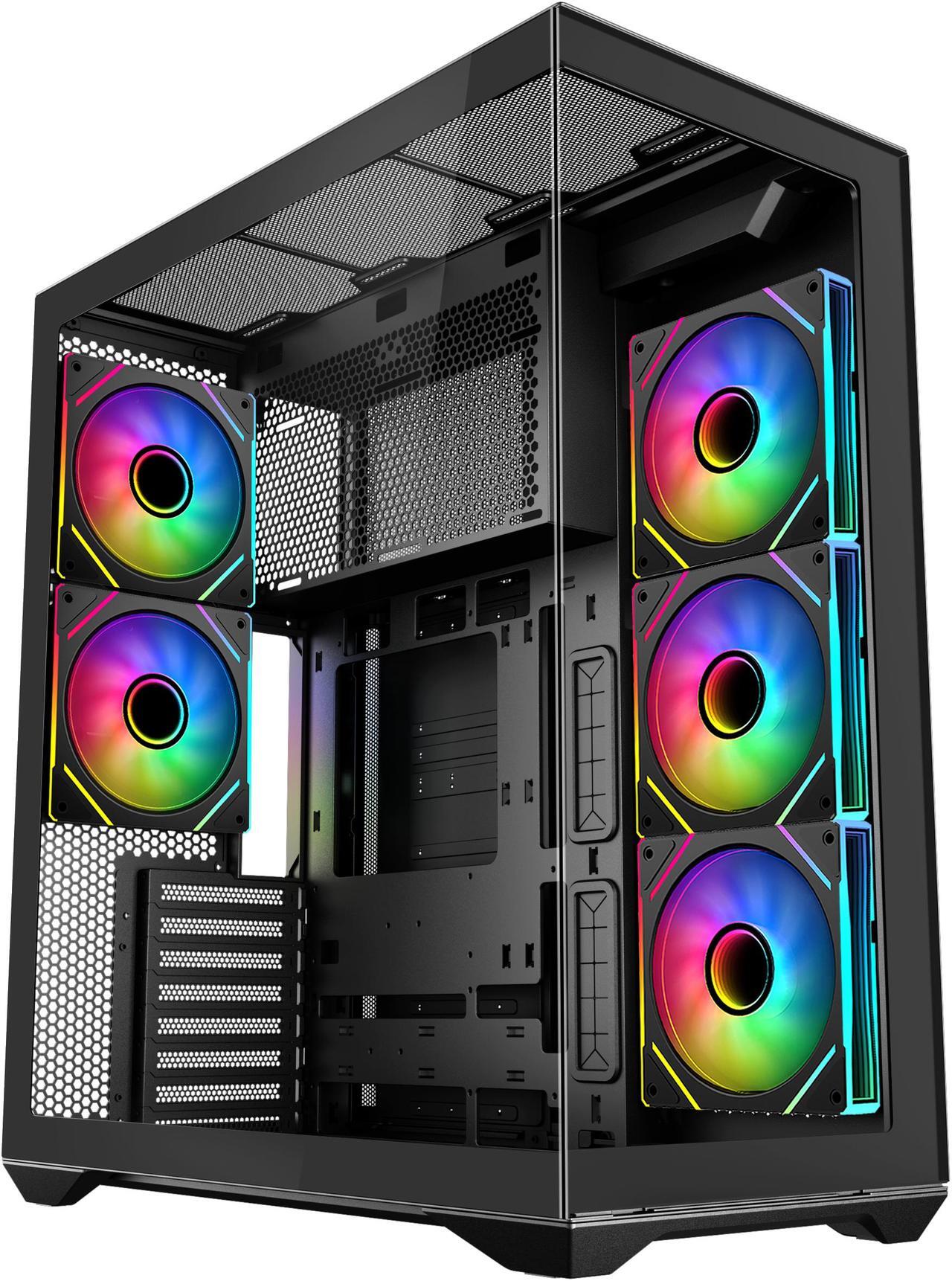 Main image of SAMA V Cool Black Steel / Tempered Glass USB3.0/Type C ATX Full Tower Gaming Computer Case w/5 x ARGB Fans (Pre-Installed)