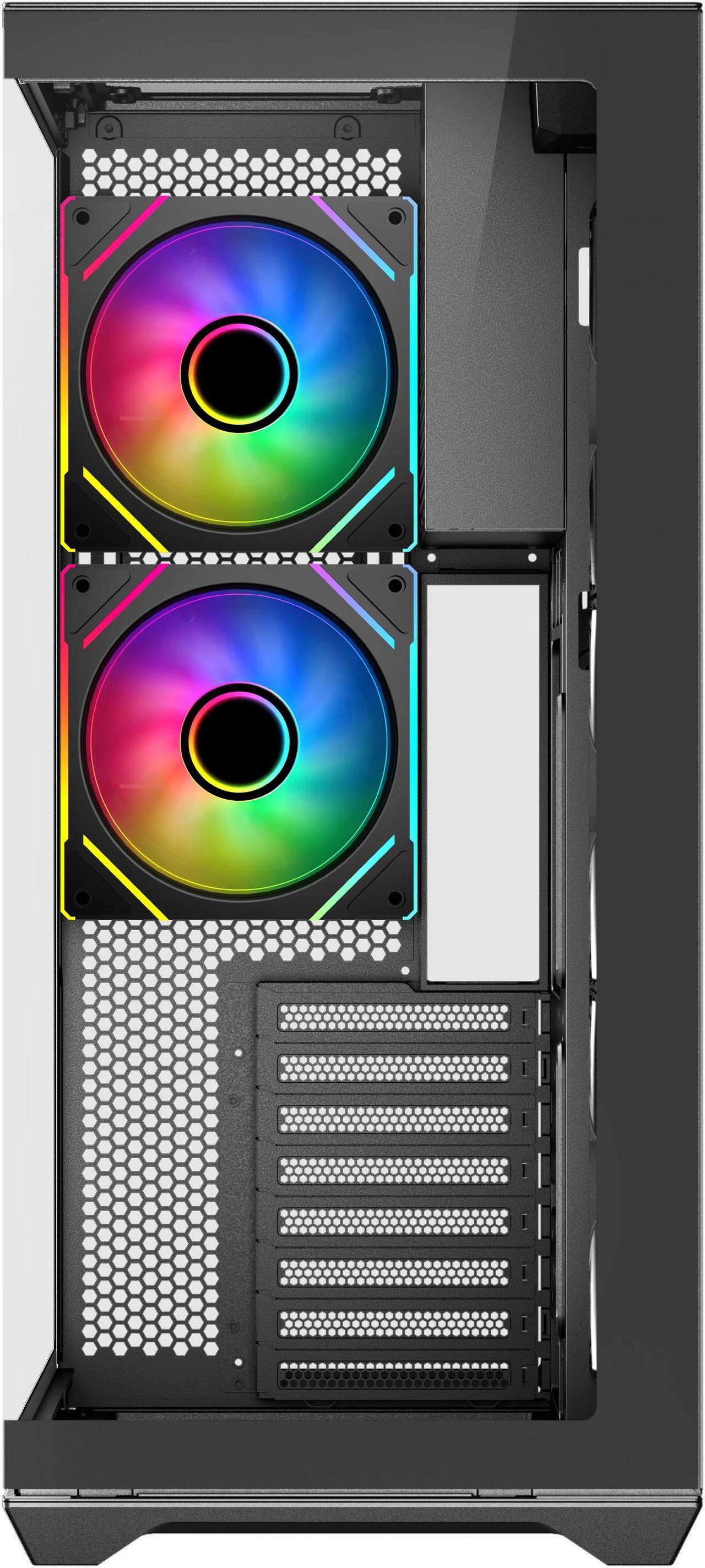 Alt view image 2 of 8 - SAMA V Cool Black Steel / Tempered Glass USB3.0/Type C ATX Full Tower Gaming Computer Case w/5 x ARGB Fans (Pre-Installed)