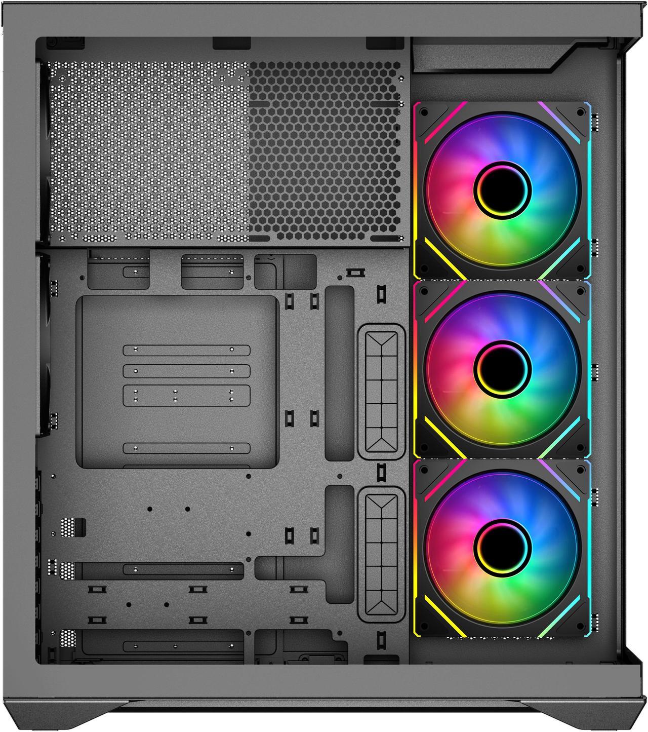 Alt view image 4 of 8 - SAMA V Cool Black Steel / Tempered Glass USB3.0/Type C ATX Full Tower Gaming Computer Case w/5 x ARGB Fans (Pre-Installed)